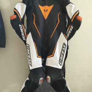 Dainese D air one piece black and Orange leather racing Suit