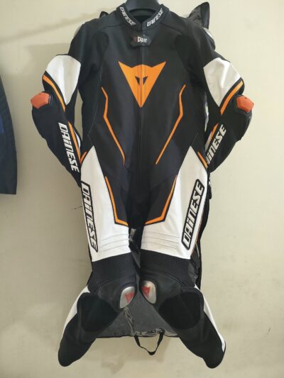 Dainese D air one piece black and Orange leather racing Suit